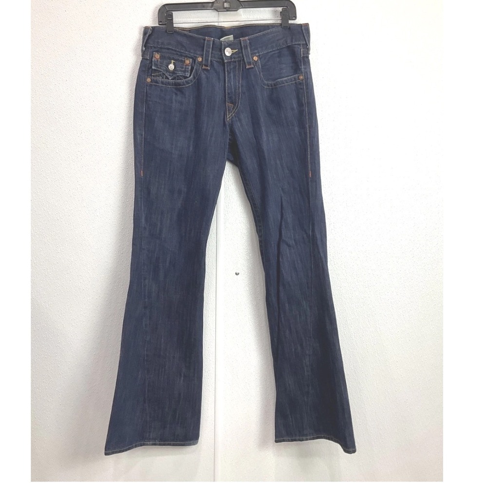 True Religion Joey World Tour Jeans Made USA Dark Wash Bootcut Women's 34